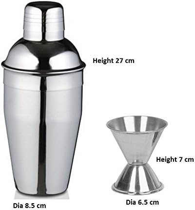iKonbi Bar Set Deluxe Cocktail Shaker 750 ml with Peg Measure 30/60 ml, Pack of 2