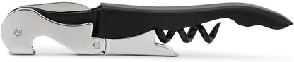 iKonbi Stainless Steel Wine Cork Screw Sommelier Knife Style W/Bottle Opener, Black, Medium