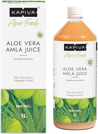 Kapiva Aloe Vera + Amla Juice | Cold-pressed Juice for Glowing Skin | Helps with Acne and