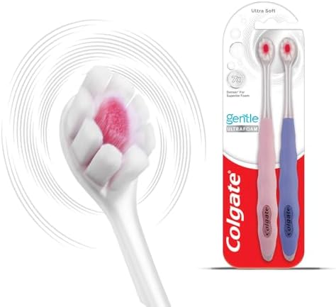 Colgate Gentle Toothbrush Ultrafoam, Ultra Soft Manual Toothbrush For Adults-2 Pcs, Multi