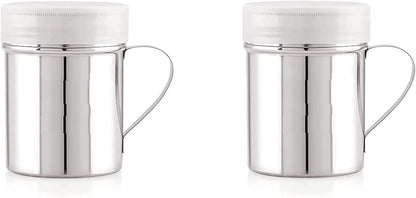 iKonbi Stainless Steel Chocolate Shaker| Chat Masala Sprinkler| Dredger Shaker with Handle- Set of 2