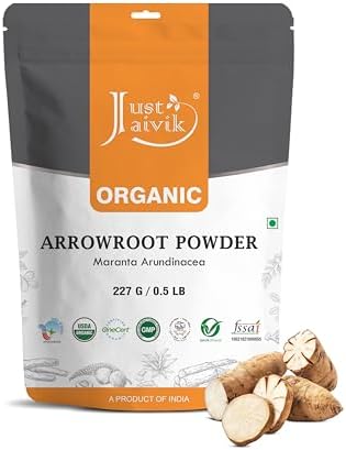 Just Jaivik USDA Certified Organic Arrowroot Powder - Gluten Free, Non GMO, Vegan Friendly