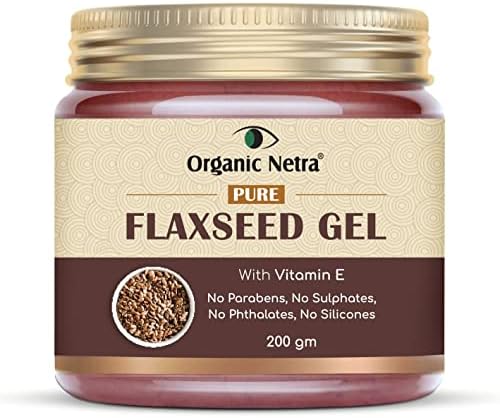 Organic Netra Pure Flaxseed Gel With Vitamin E For Hair & Skin, Strengthens & Nourishes Ha