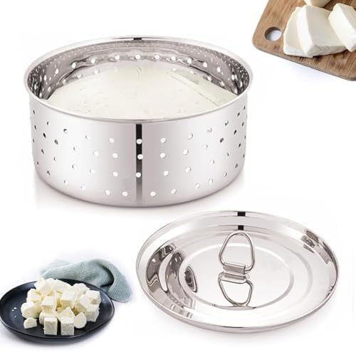 Yuktha Stainless Steel Round Paneer Mould | Paneer Strainer 500ml | Paneer Press Mould Maker (Round,