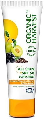 Organic Harvest Sunscreen SPF 60 For All Skin Type | For Women & Men with Blue Light Techn