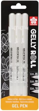 SAKURA 05/08/10 Gel Pens, Bright White Ink,