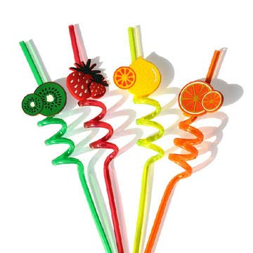 iKonbi Curly 4 PCS Reusable Straws Smoothie Drinking Straws for Milkshakes Frozen Drinks Random Colour & Design