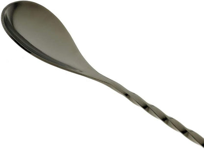 iKonbi Stainless Steel Black Matt Teardrop Twisted Design Bar Spoon/Stirrer/Mixing Spoon