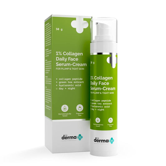 The Derma Co 1% Collagen Daily FaceSerum-Cream With Green Tea & Hyaluronic Acid For Plump