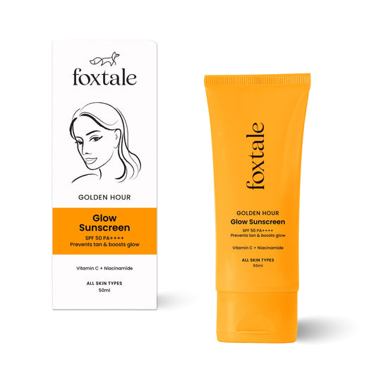 Foxtale Vitamin C & Niacinamide Glow Sunscreen Spf 50 Pa++++, Lightweight, Fast Absorbing,