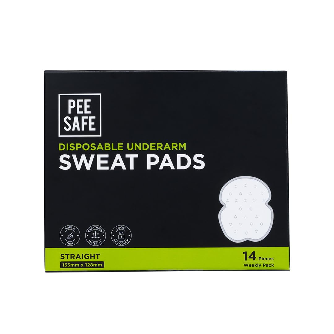 PEESAFE Disposable Underarm Sweat Pads (Pack of 14) - Straight | Prevents Stains, Absorbs