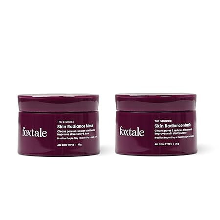 Foxtale- (Pack of 2) De-Tan FaceMask for Glowing Skin| Clay Mask with Lactic Acid for Tan