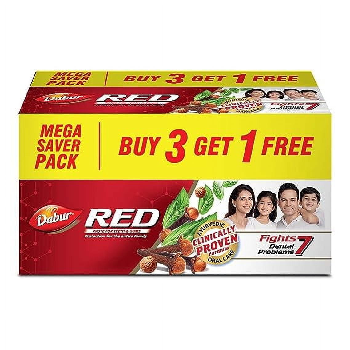 Dabur Red Toothpaste - 800g (200g x 4) Fluoride Free Helps in Bad Breath Treatment, Cavity