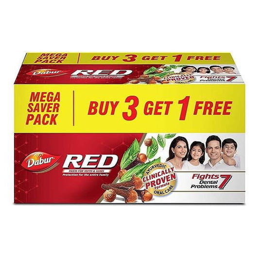 Dabur Red Toothpaste - 800g (200g x 4) Fluoride Free Helps in Bad Breath Treatment, Cavity