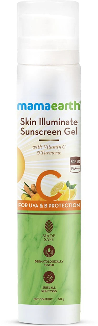 Mamaearth Sunscreen Gel: SPF 50, Vitamin C & Turmeric, PA+++, 50 g