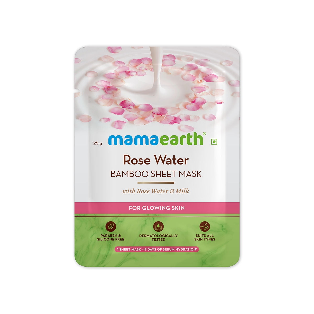 Mamaearth Rose Water Bamboo Sheet Mask with Rose Water & Milk for Glowing Skin