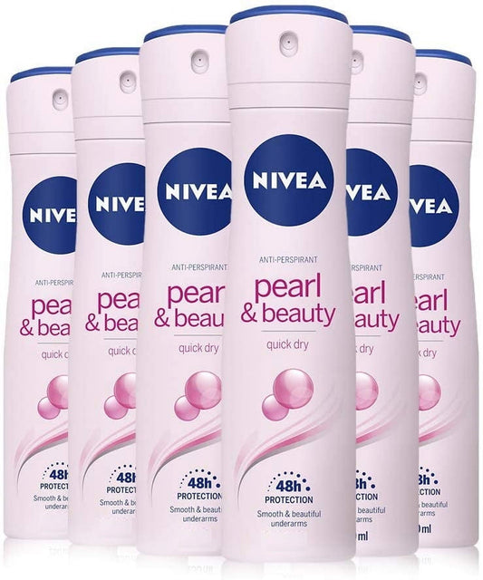 Nivea For Women Pearl and Beauty Antiperspirant Deodorant 150 ml / 5.07 oz (Pack of 6)