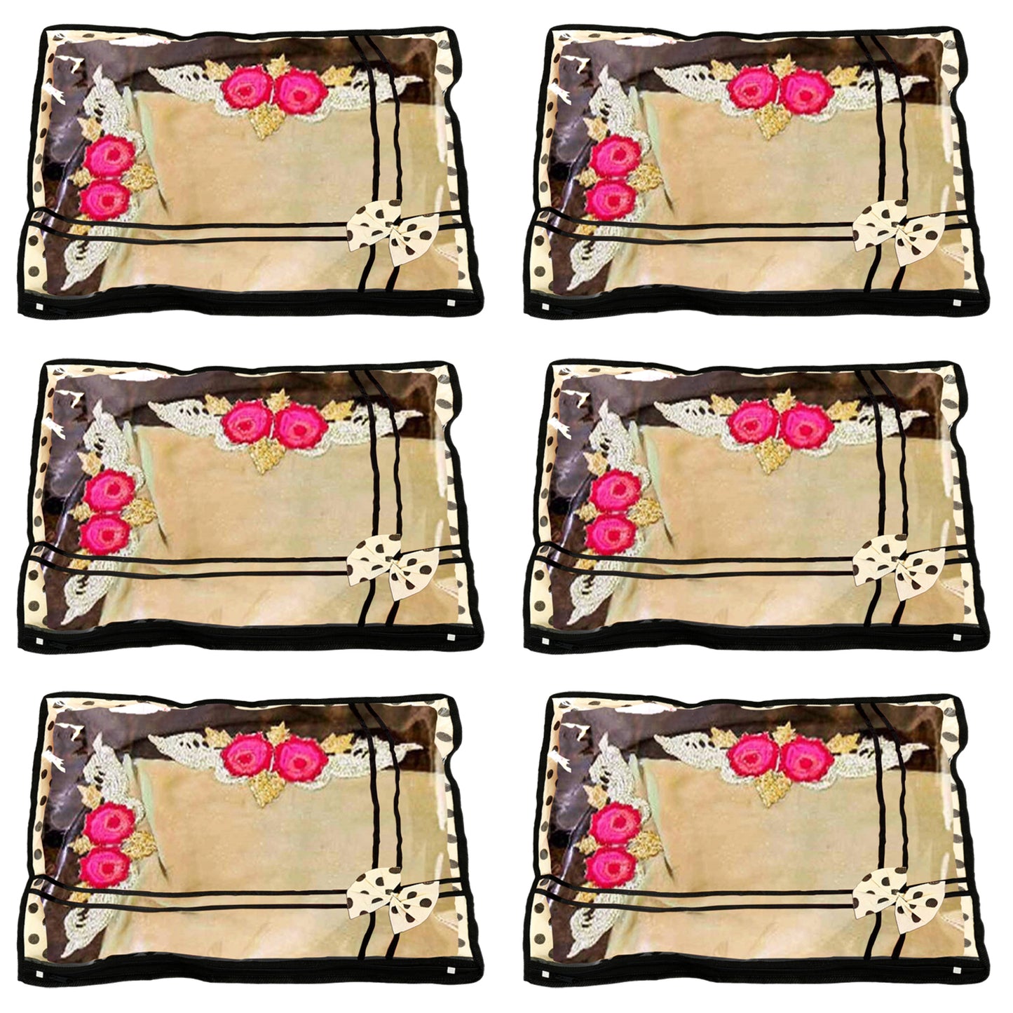 Kuber Industries Non Woven Dots Design Single Packing Saree Cover 6 Pcs Set (Ivory) - CTKT