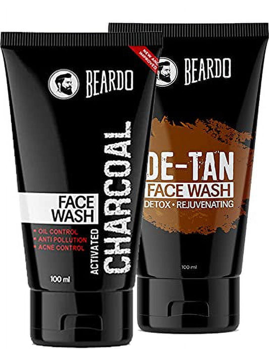 Beardo De-tan and Charcoal FaceWash for all skin type, helps Cleanses, refreshesâ€‹ and re