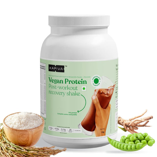 Kapiva Vegan Protein - Chocolate | 24.5G Protein Per Scoop | Post-Workout Recovery Protein