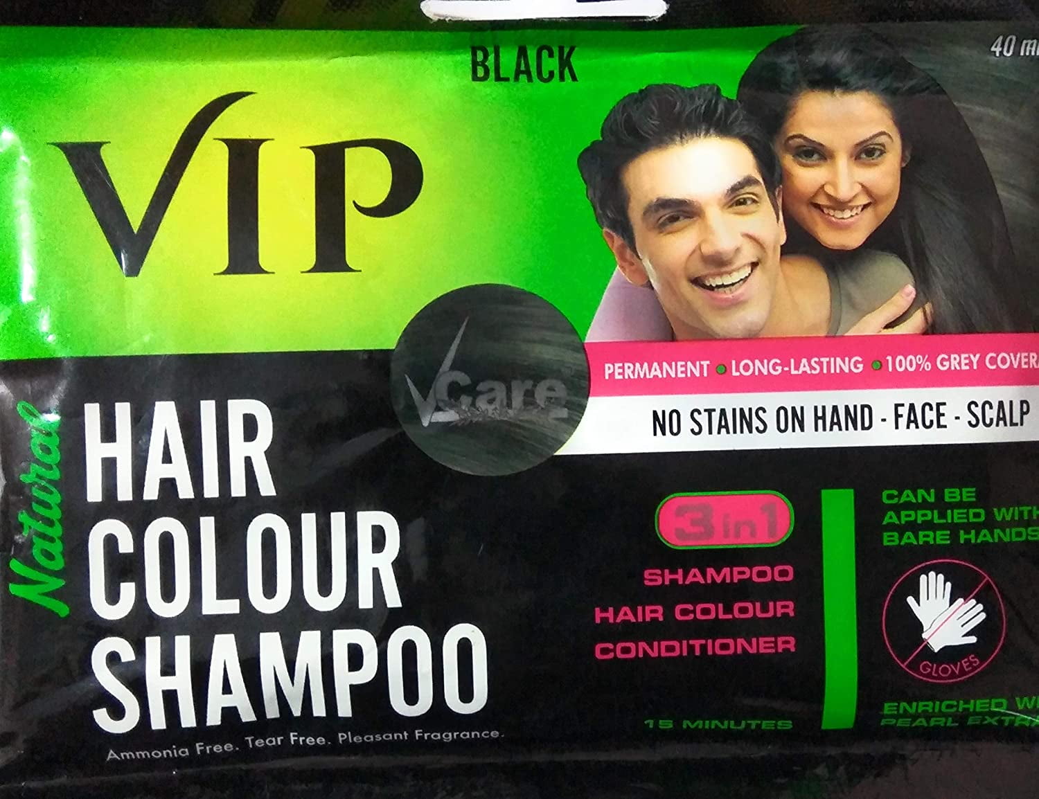 VIP 3 In 1 Hair Colour Shampoo (40 Ml) PACk Of 3