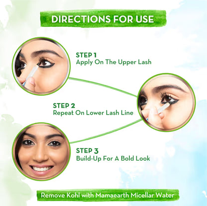 Mamaearth Long Stay Kajal: Black Waterproof, 11 Hour, With Sharpener
