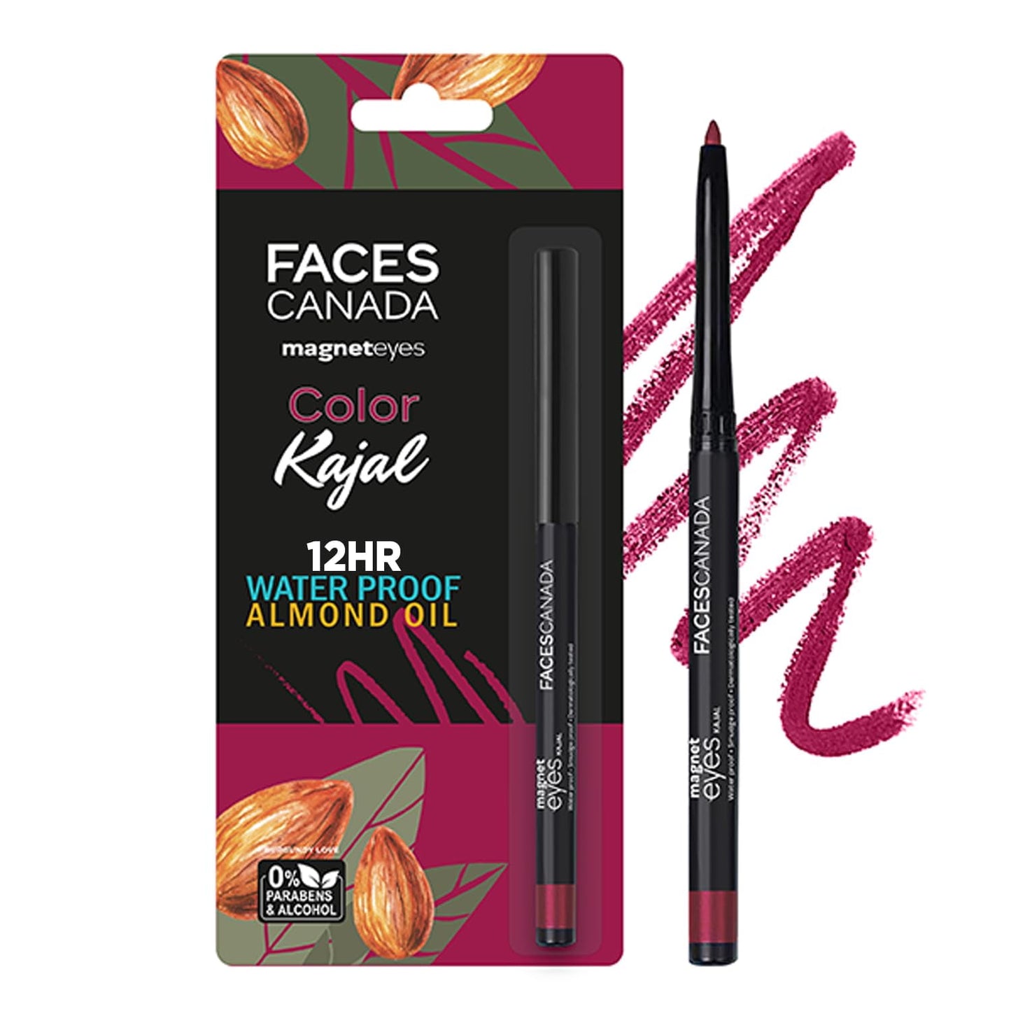 FACES CANADA Magneteyes Color Kajal - Burgundy Love 04, 0.30g | Highly Pigmented Kohl | 12