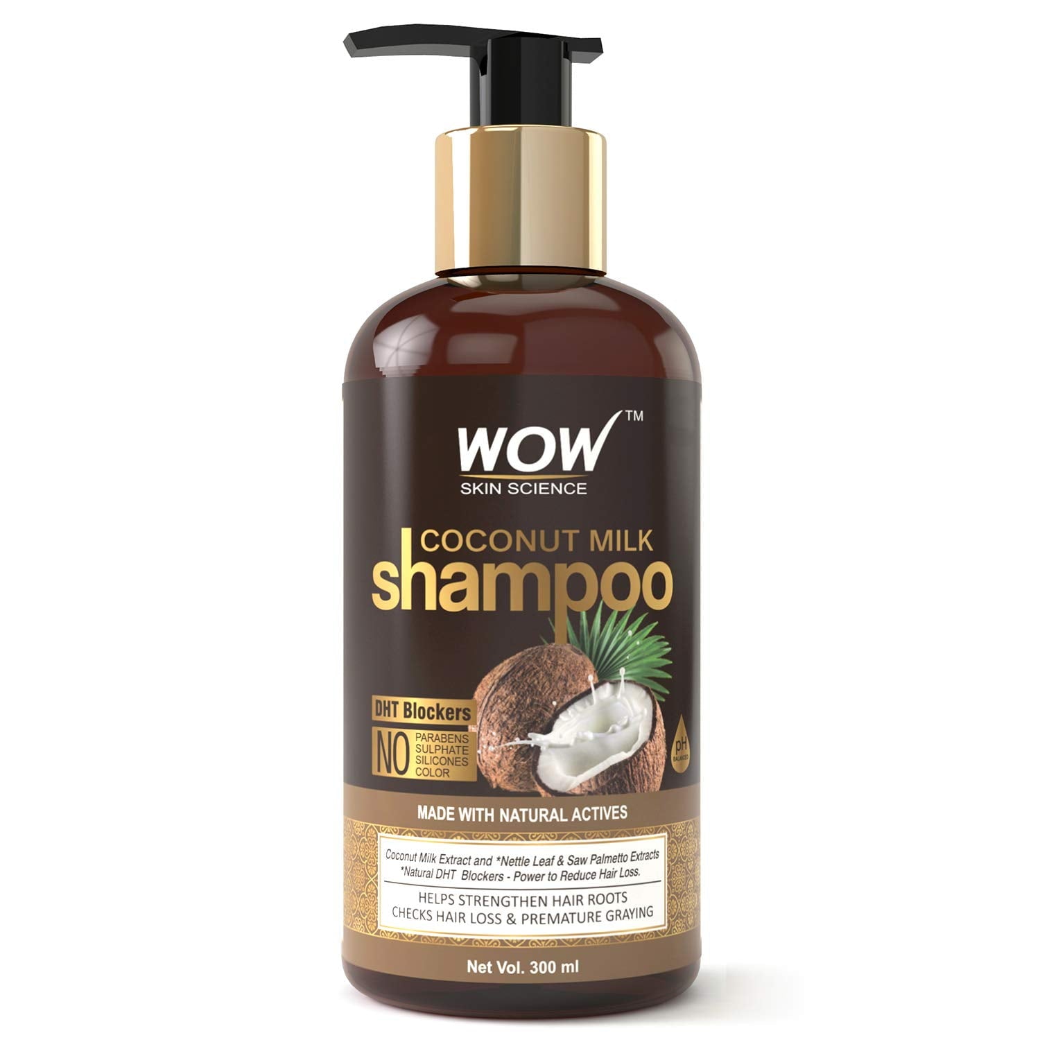 WOW Coconut Milk No Sulphate, Parabens, Silicones, Salt andColour Shampoo, 300mL