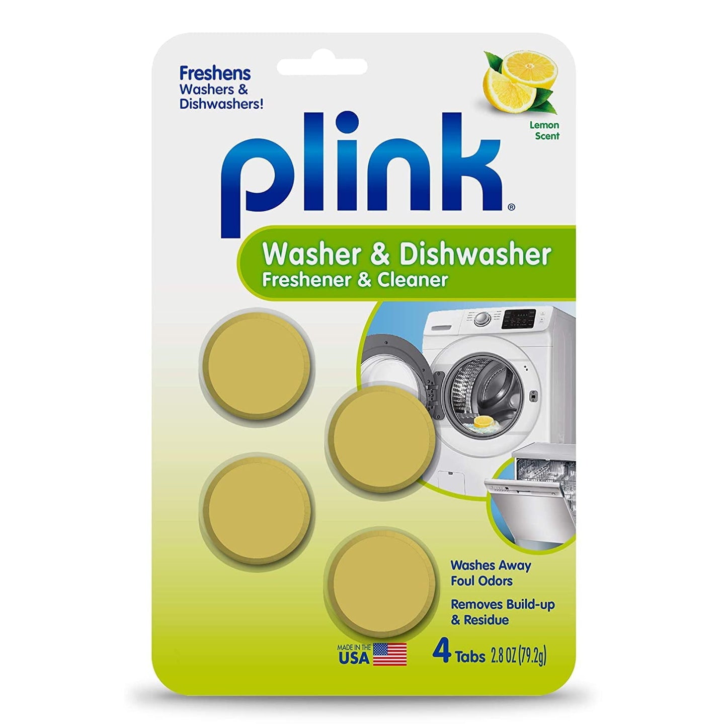 Plink-9024 Summit Brands Washer and Dishwasher Freshener Cleaner, 4 Tabs, 4-Count, Yellow,