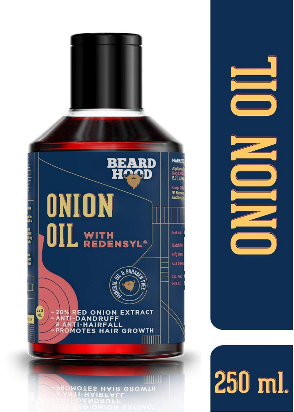 Beardhood Onion Oil with Redensyl for Hair Growth - 20% Red Onion Extract with 14 carrier
