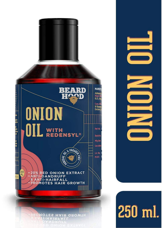 Beardhood Onion Oil with Redensyl for Hair Growth - 20% Red Onion Extract with 14 carrier