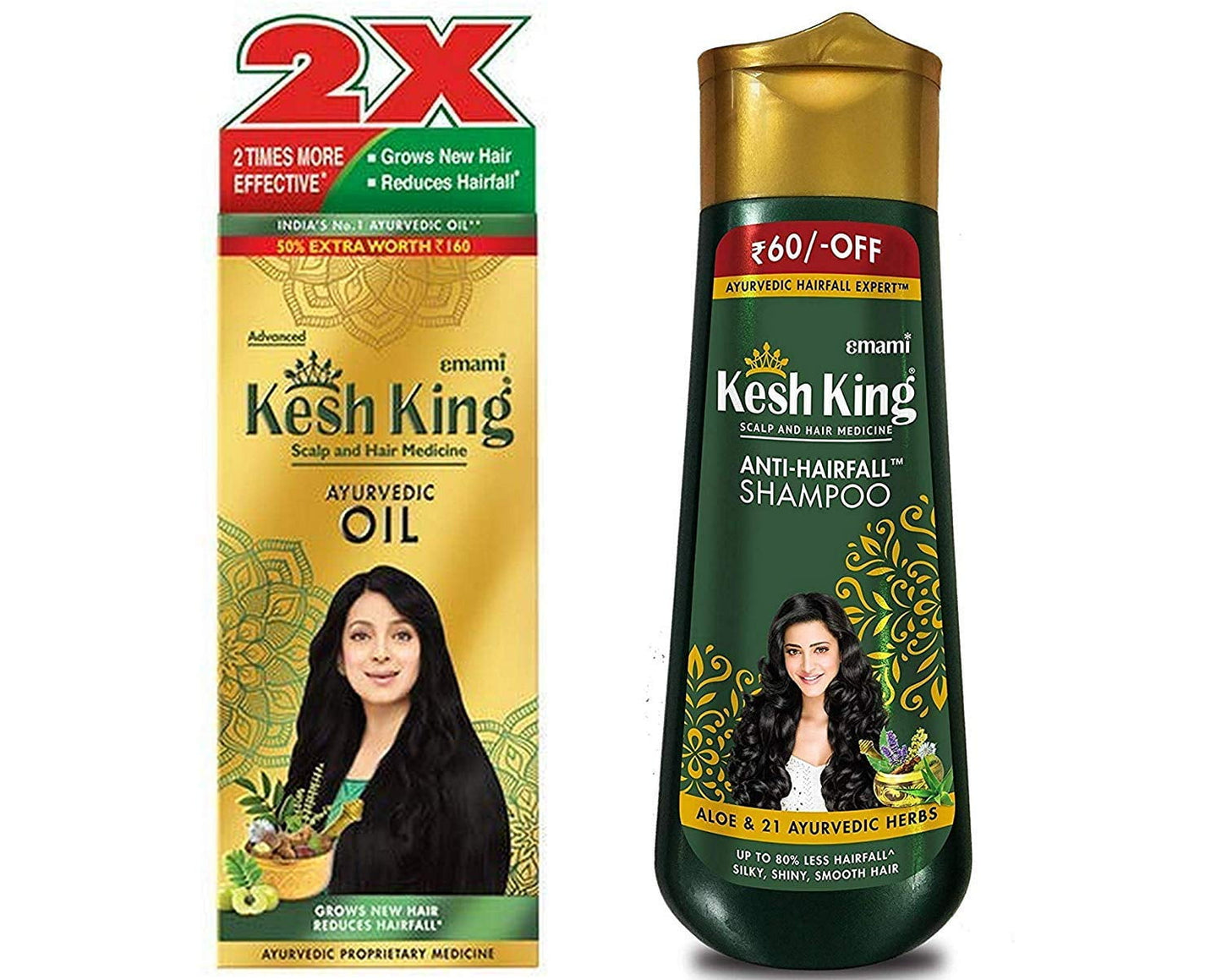 Kesh King Ayurvedic Scalp and HairOil, 300ml & Anti Hairfall Shampoo, 340ml Combo