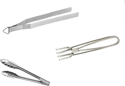 iKonbi Stainless Steel 3 Pcs Kitchen Utility Set- Chimta, Pakkad and Utility
