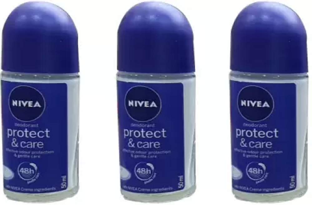 3x Nivea Protect & Care Anti-perspirant Deodorant Roll On for Women 50 ml/1.69 Oz (Pack of 3)