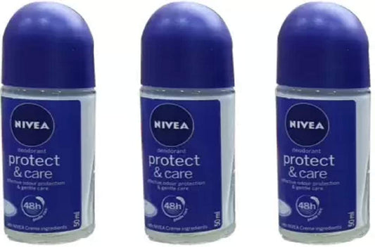 3x Nivea Protect & Care Anti-perspirant Deodorant Roll On for Women 50 ml/1.69 Oz (Pack of 3)
