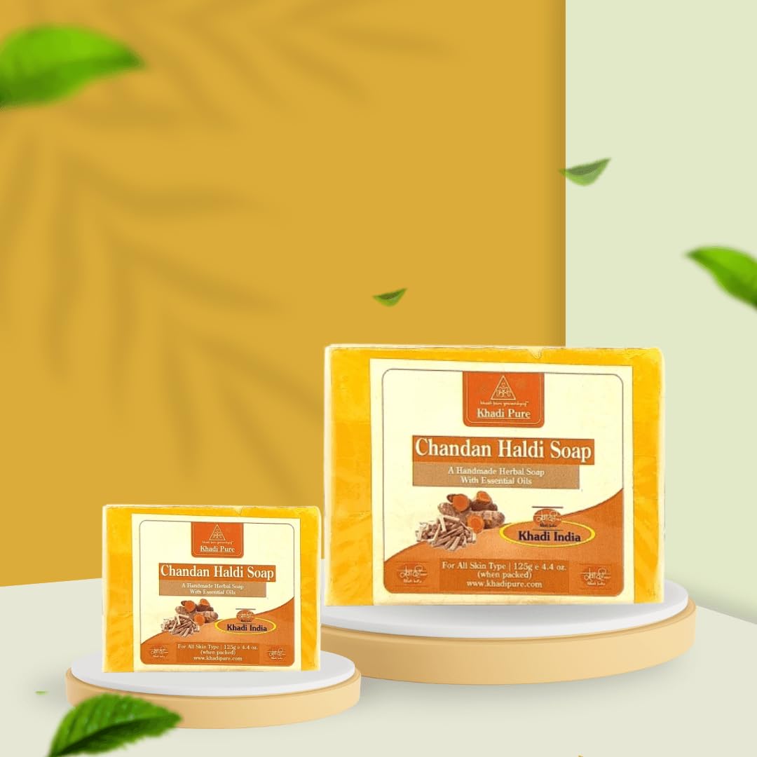 KHADI NATURAL Herbal Chandan Haldi Soap, 125 g (Pack of 4)