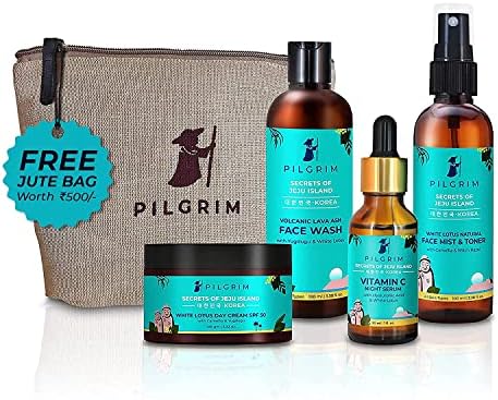 Pilgrim Korean Beauty Flawless Skin Face Care Kit With Vitamin C Night Serum & Jute Kit Ba