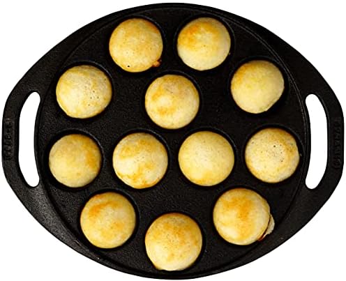 DYNAMIC COOKWARES - Cast Iron 12 Cavity Paniyaram Pan/Cast Iron Paniyaram Pan/Pre-Seasoned