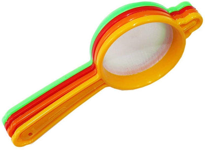 iKonbi Set of 1 Plastic Juice Strainer and 4 Plastic Tea strainers Total 5 Pieces can be Used for Ras, Juices Tea Coffee Also Known as Chalni Jari Jhar