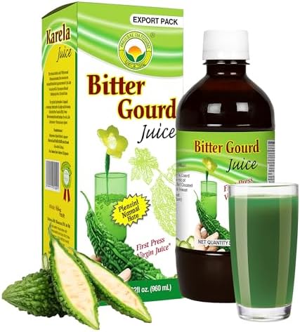 BASIC AYURVEDA Bitter Gourd Juice | Pure Karela Juice | 32.46 Fl Oz (960ml) | No Sugar & A