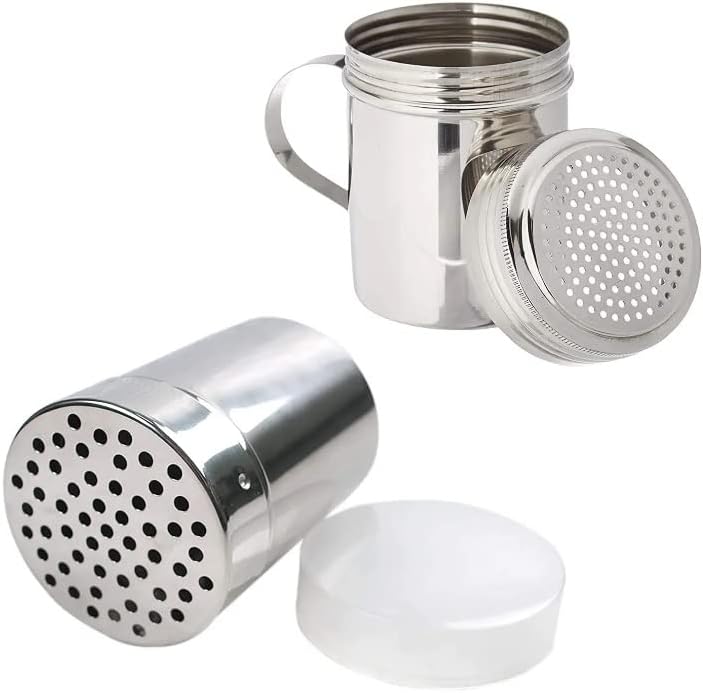 iKonbi Stainless Steel Chocolate Shaker| Chat Masala Sprinkler| Dredger Shaker with Handle- Set of 2