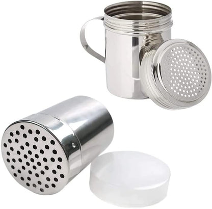 iKonbi Stainless Steel Chocolate Shaker| Chat Masala Sprinkler| Dredger Shaker with Handle- Set of 2