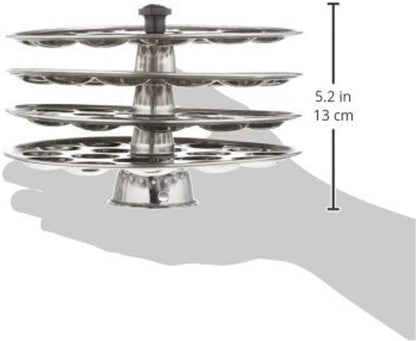 iKonbi Stainless Steel Small/Mini Idli 4 Plate Stand/Maker/Pot Silver