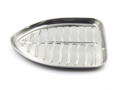 iKonbi Stainless Steel 2 Pcs Banana Leaf Shape Dinner/Snack/Mess Tray- Set of 2
