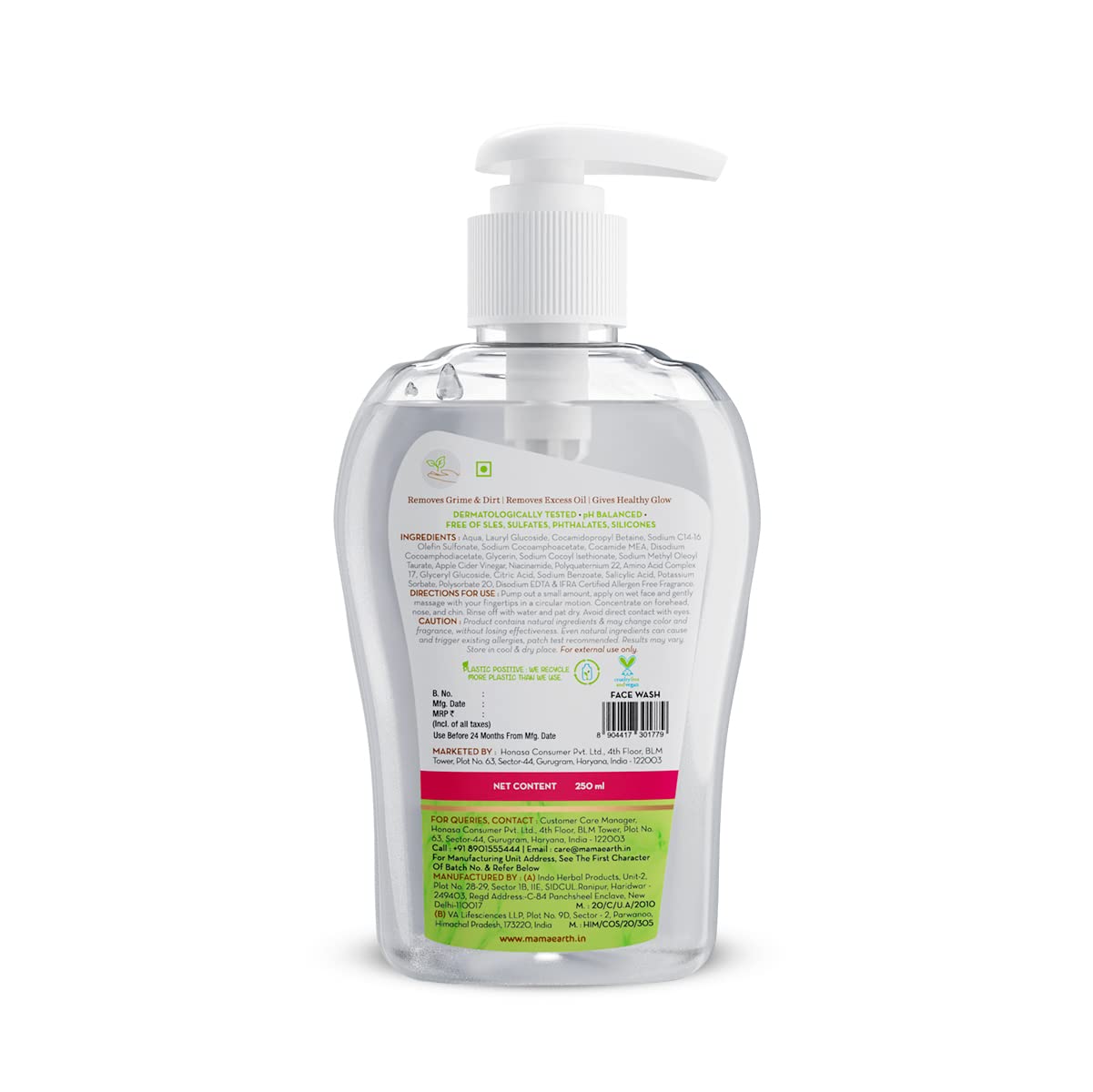 Mamaearth Oil-Free Face Wash: Apple Cider Vinegar & Salicylic Acid, 250 ml