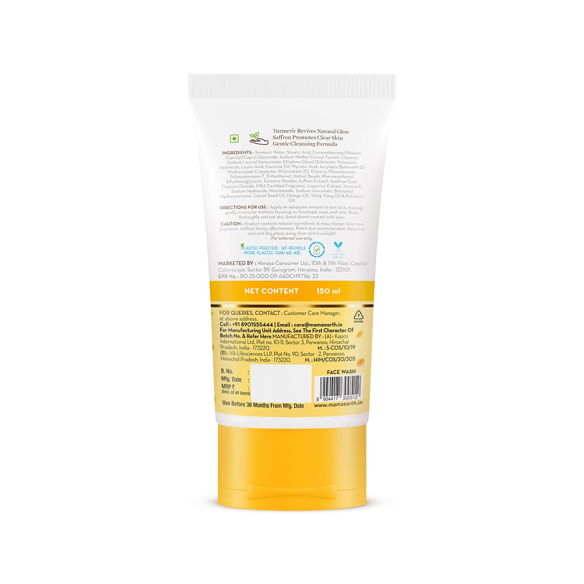 Mamaearth Ubtan Face Wash: Tan Removal, Turmeric & Saffron, 150 ml