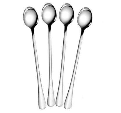 iKonbi Stainless Steel 4 Pcs Soda Spoons/Milkshake Spoon/Bar Spoon 8 inch- Set of