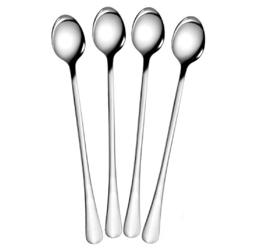 iKonbi Stainless Steel 4 Pcs Soda Spoons/Milkshake Spoon/Bar Spoon 8 inch- Set of