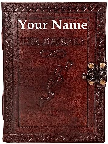 Axuvel Leather Diary With Unique Brass Lock Attractive and Antique Handmade (Customized Na