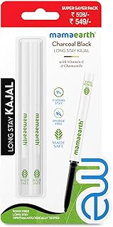 Mamaearth Pack Of 2 Charcoal Black Glossy Long Stay Kajal Pencil With Vitamin C & Chamomil